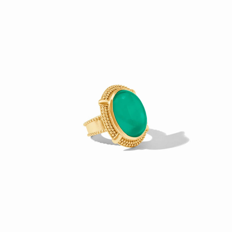 Cabochon Statement Gold Ring - Emerald