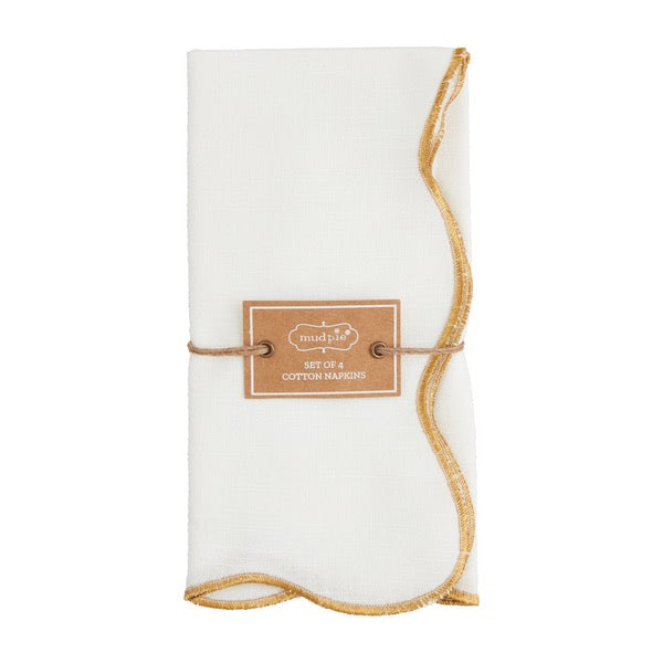 Gold Scalloped Cloth Napkins