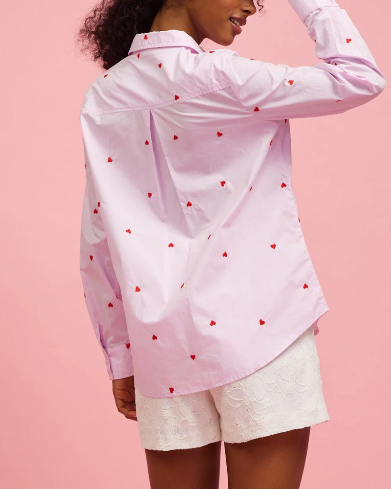 Poplin Heart Embroidered Shirt