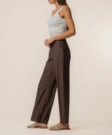 Meg High Rise Linen Trouser - Chocolate