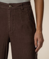 Meg High Rise Linen Trouser - Chocolate