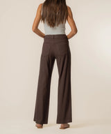 Meg High Rise Linen Trouser - Chocolate