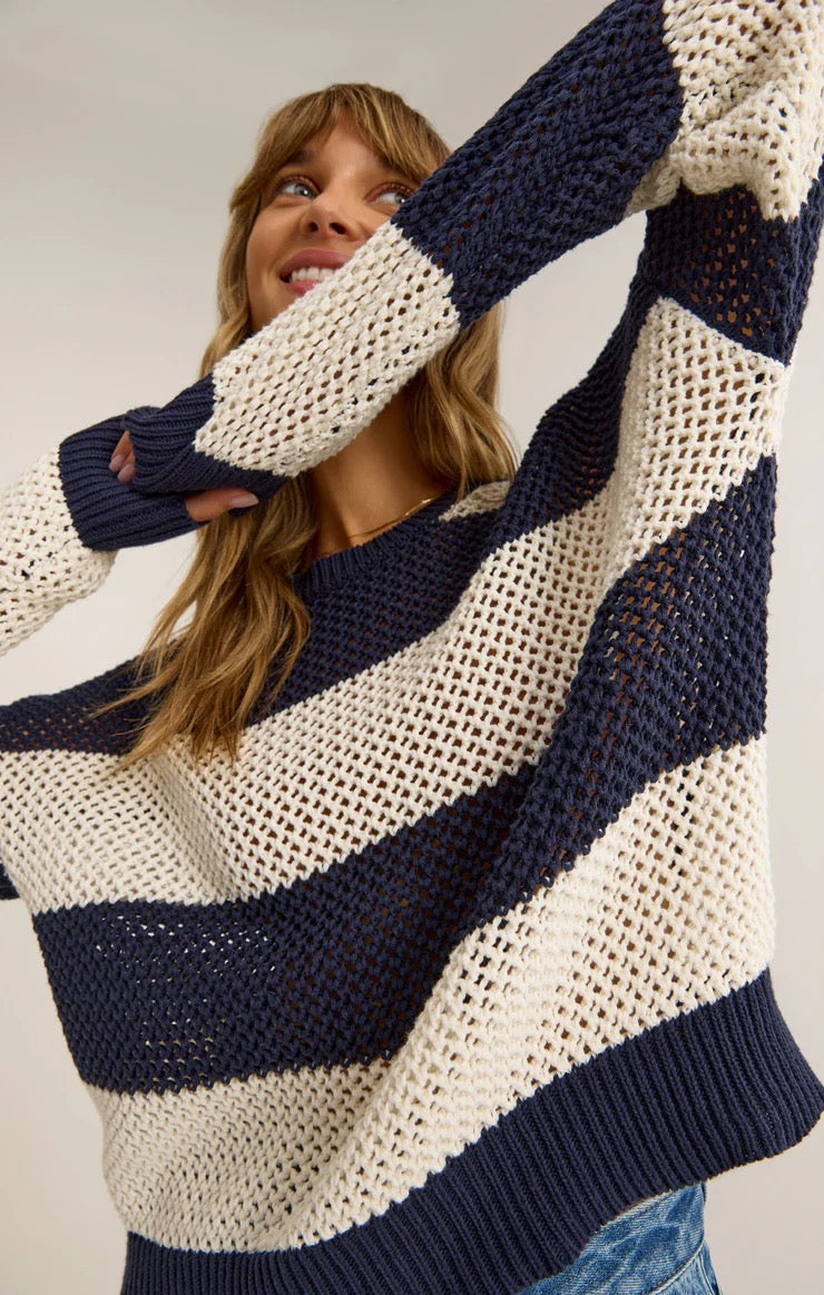 Broadbeach Stripe Sweater - Navy