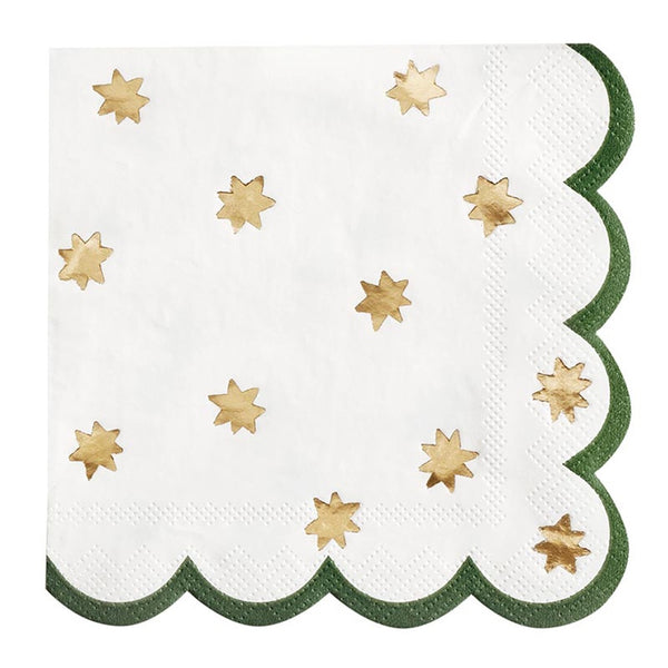 Scalloped Gold Star Cocktail Napkins