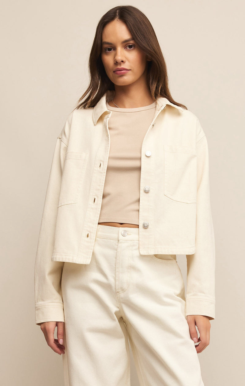 All Day Cropped Denim Jacket - Off White