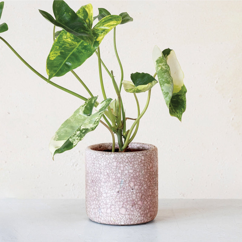 Soft Pink Glazed Terracotta Planter