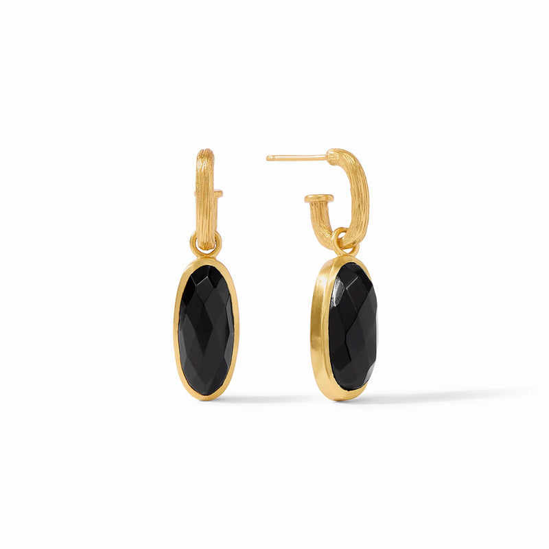 Ivy Hoop + Charm Earring - Obsidian Black