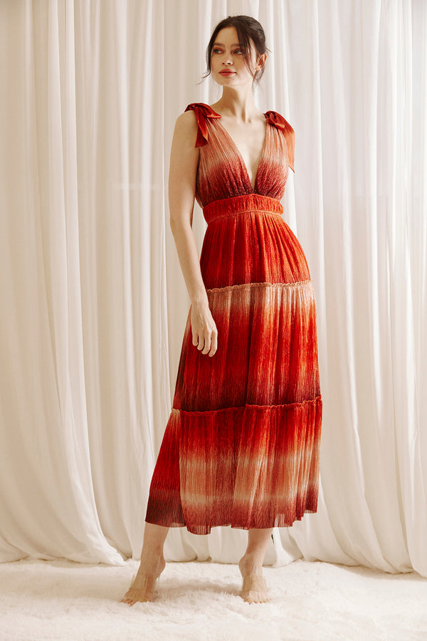 Sierra Tie-Dye Ombre Dress in Rust