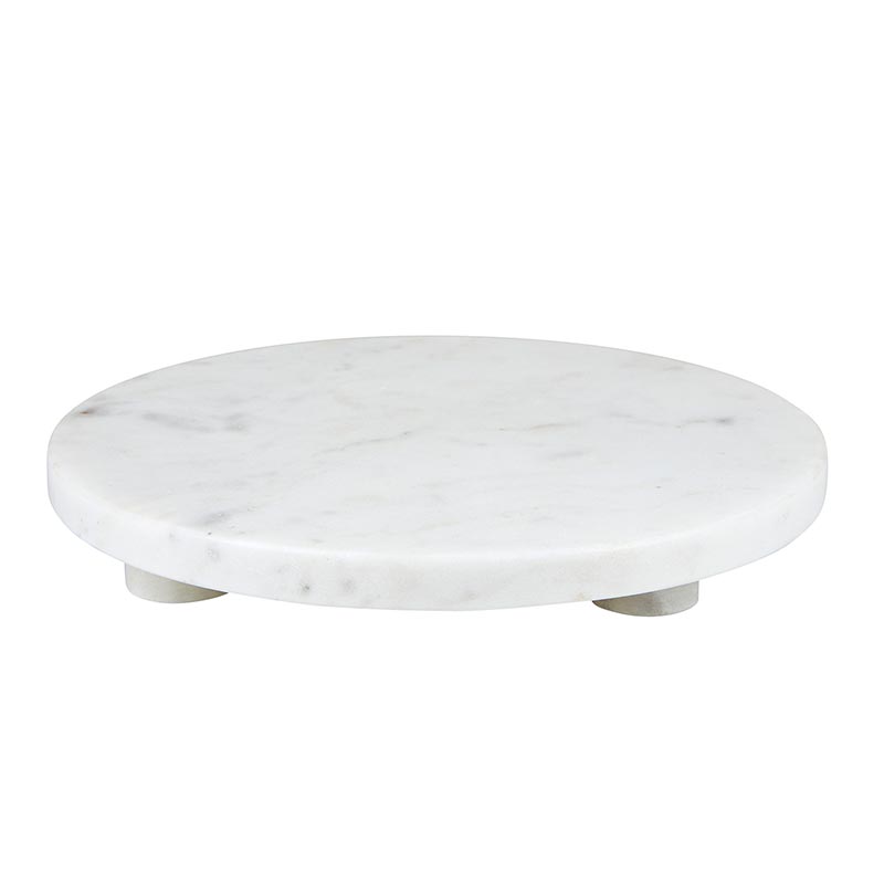 Round Marble Footed Tray