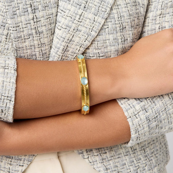 Nassau Stone Hinge Bangle - Iridescent Aquamarine