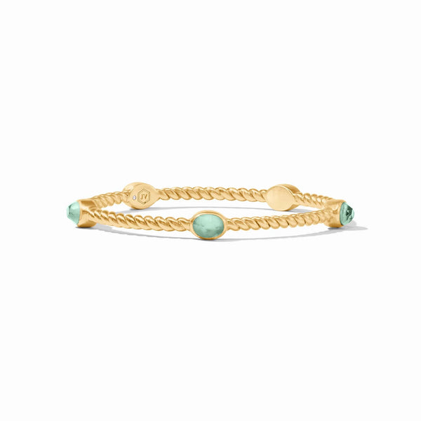 Nassau Stone Gold Bangle - Iridescent Aquamarine Blue