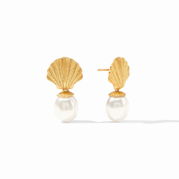 Sanibel Shell Pearl Drop Earrings