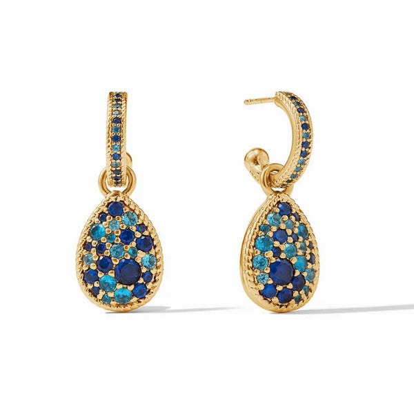 Luna Teardrop Hoop + Charm Earring - Ombre Blue