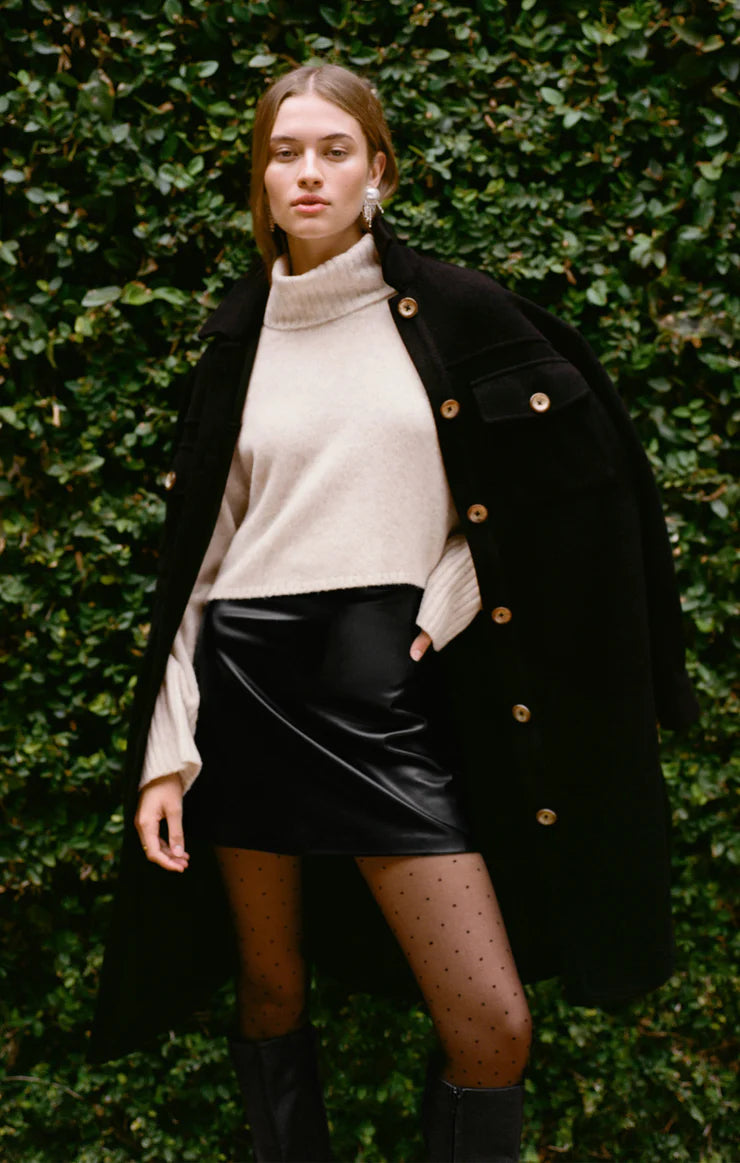 Cierra Leather Skirt in Black