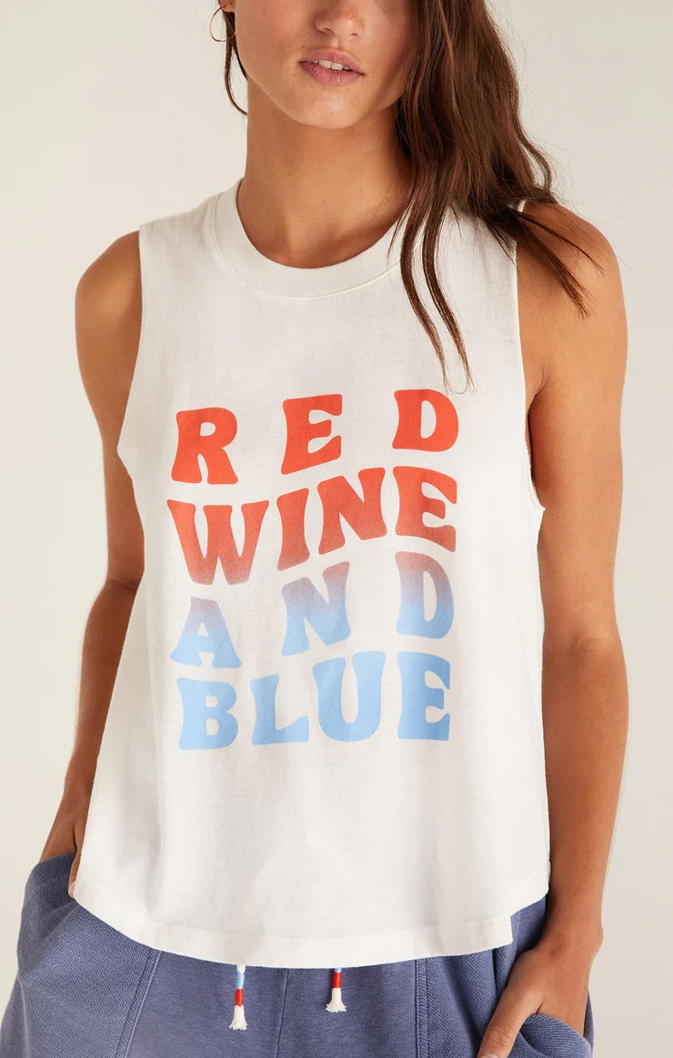 Red Wine + Blue Tank