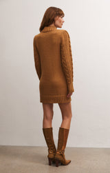 Sage Cable Sweater Dress in Camel