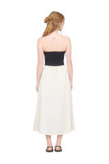 Bardot Strapless Midi Dress - Black + Ivory