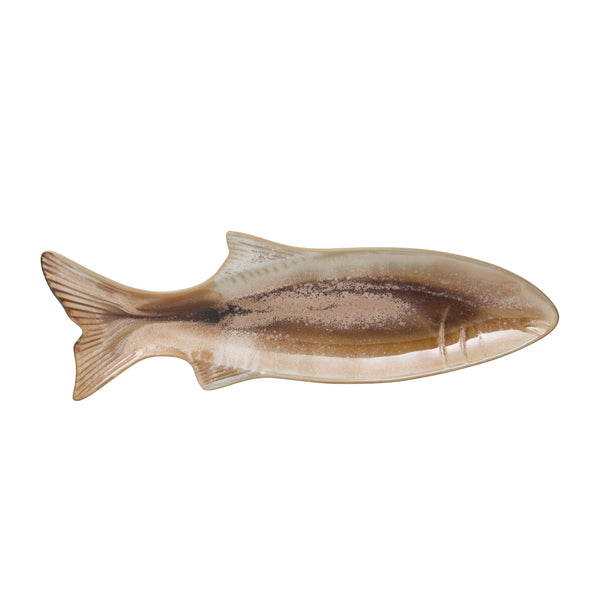 Glazed Stoneware Fish Shaped Dish