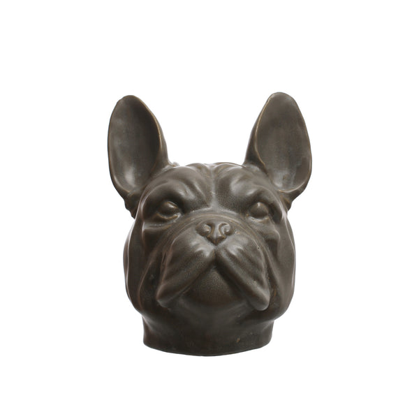 French Bulldog Stoneware Vase