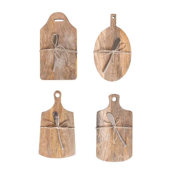 Mango Wood Cutting Board + Knife