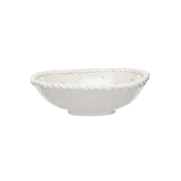 Stoneware Colander with Hand Twisted Edge