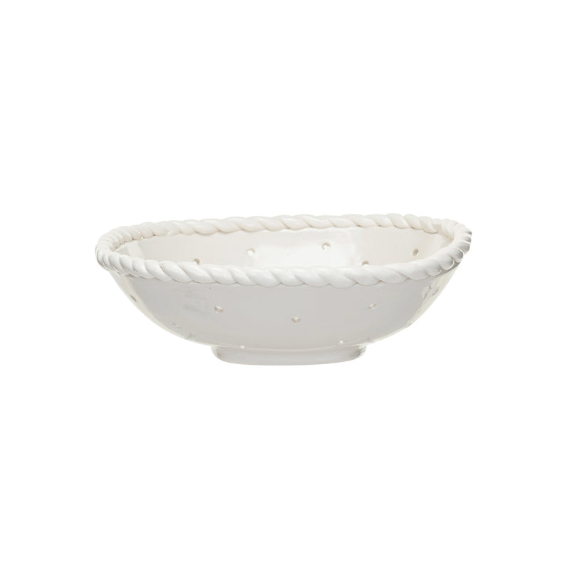 Stoneware Colander with Hand Twisted Edge