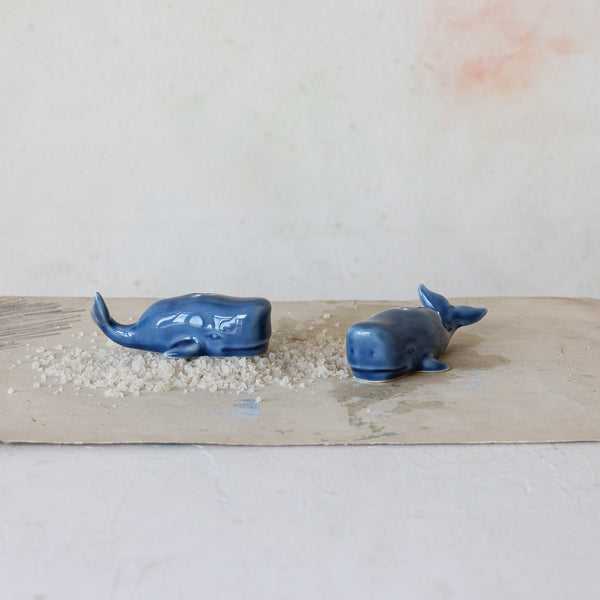 Whale Salt + Pepper Shakers