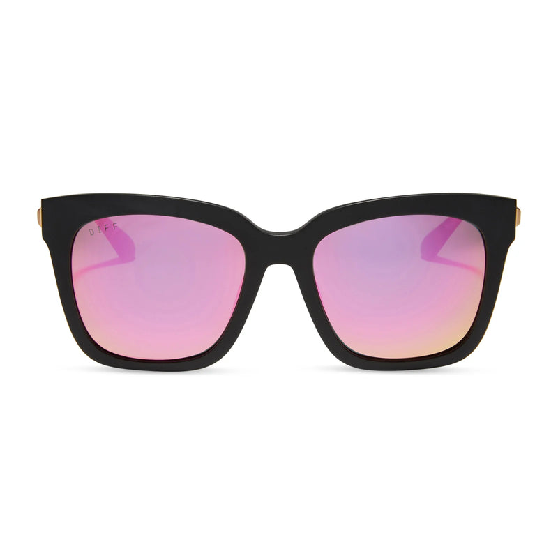 Bella Matte Black + Pink Mirror Polarized Sunglasses