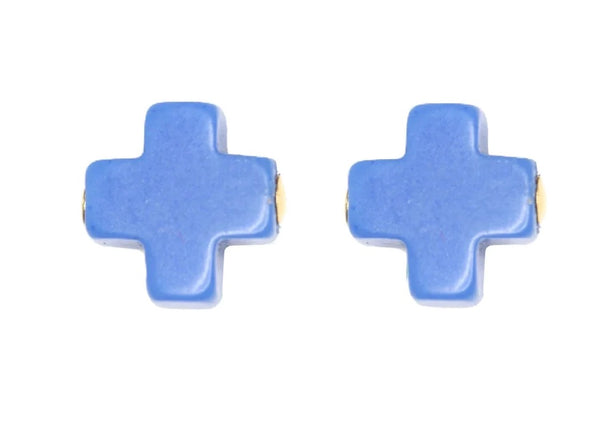 Signature Cross Stud - Cobalt