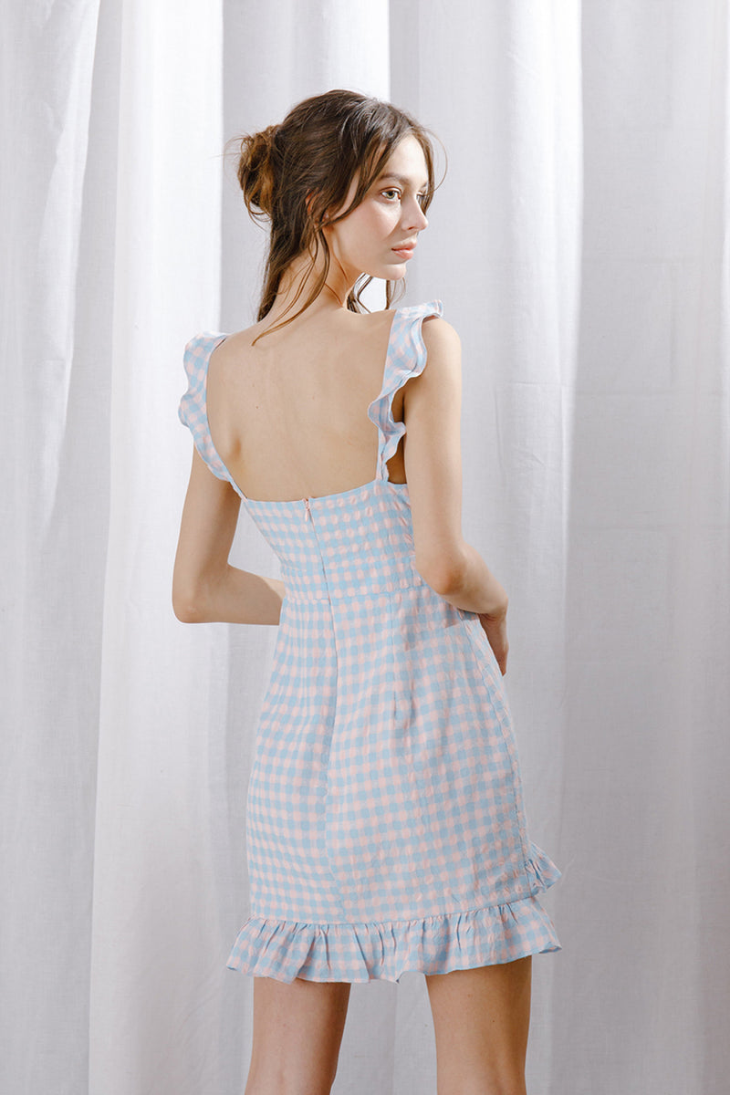 Pink + Blue Gingham Dress Small