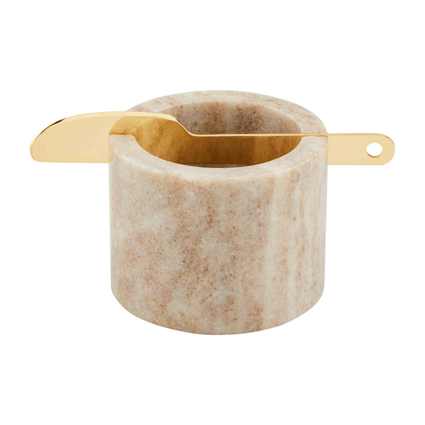 Tan Marble Ramekin + Spreader