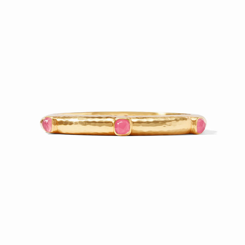 Catalina Hinge Gold Bangle - Peony Pink