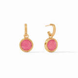 Fleur-de-Lis Hoop + Charm Earring - Iridescent Peony Pink