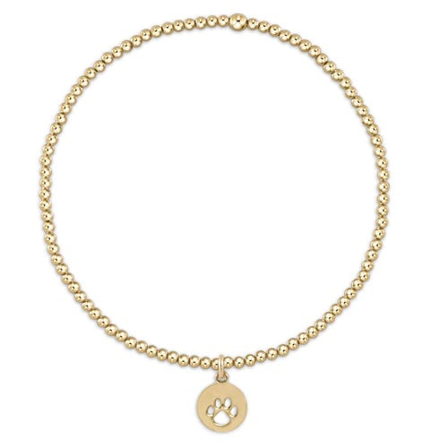 Classic Gold 2mm Bracelet - Paw Print Small Gold Disc