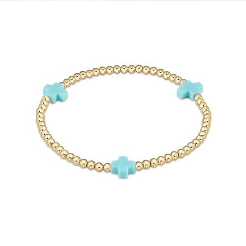 Signature Cross Gold Pattern - Turquoise