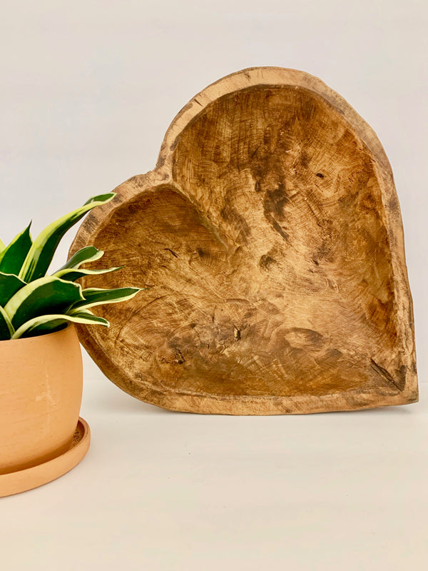 Large Hand Carved Heart Bowl
