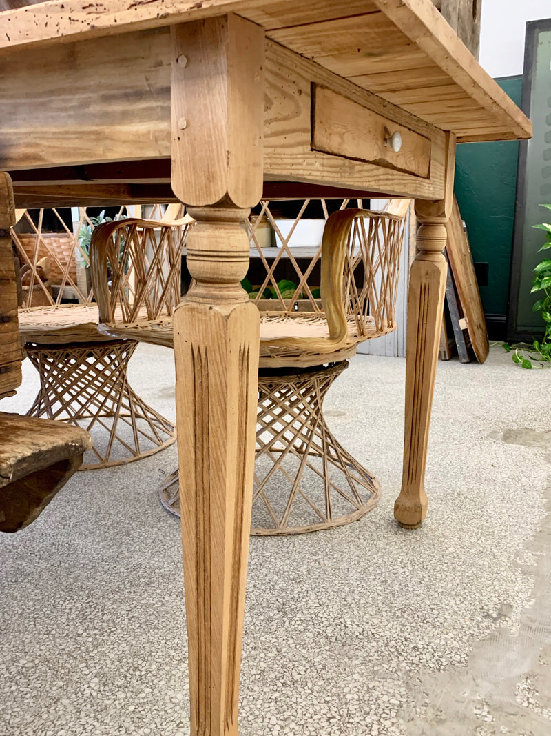 French Single Drawer Dining Table
