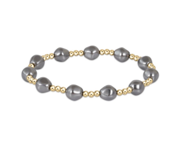 Admire Gold 3mm Bead Bracelet - Dark Grey Pearl