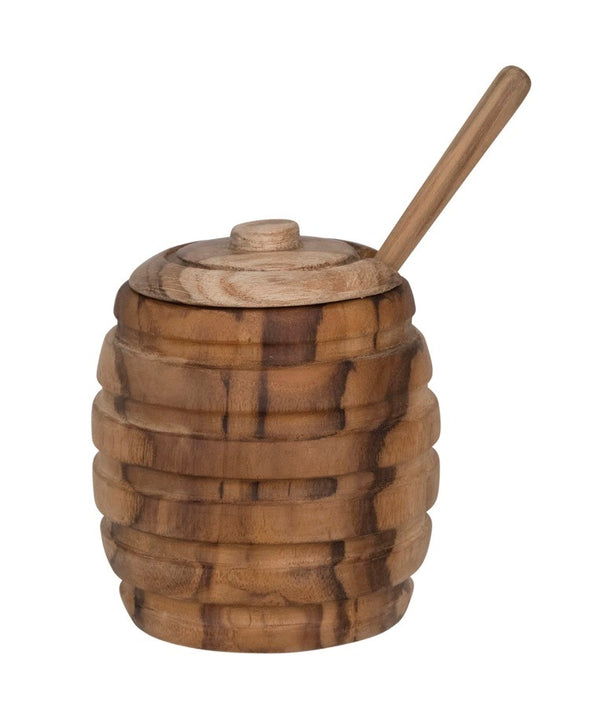 Teak Honey Jar + Honey Dipper