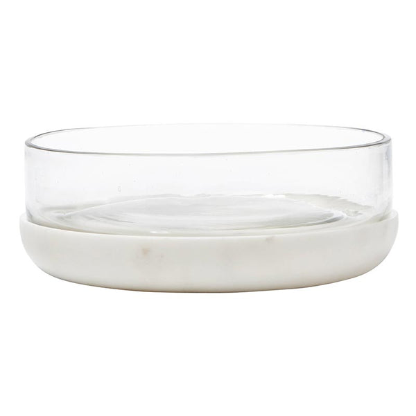 Large White Marble + Glass Bowl