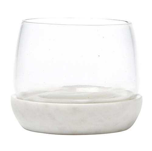 Small White + Marble Glass Bowl
