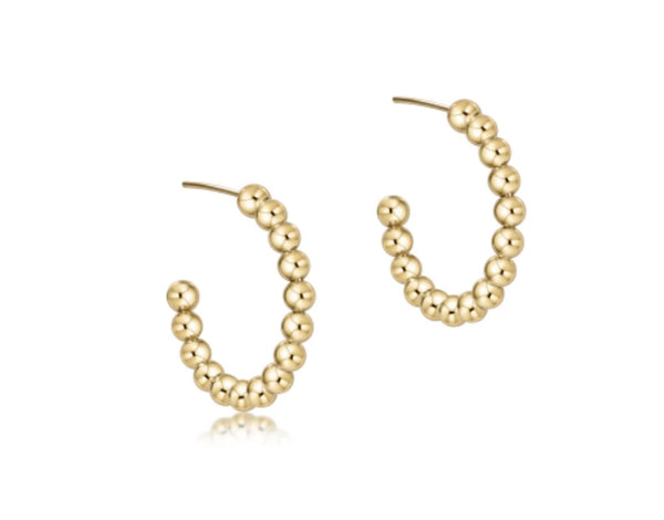 Beaded Classic 1" Gold Post Hoop - 2mm