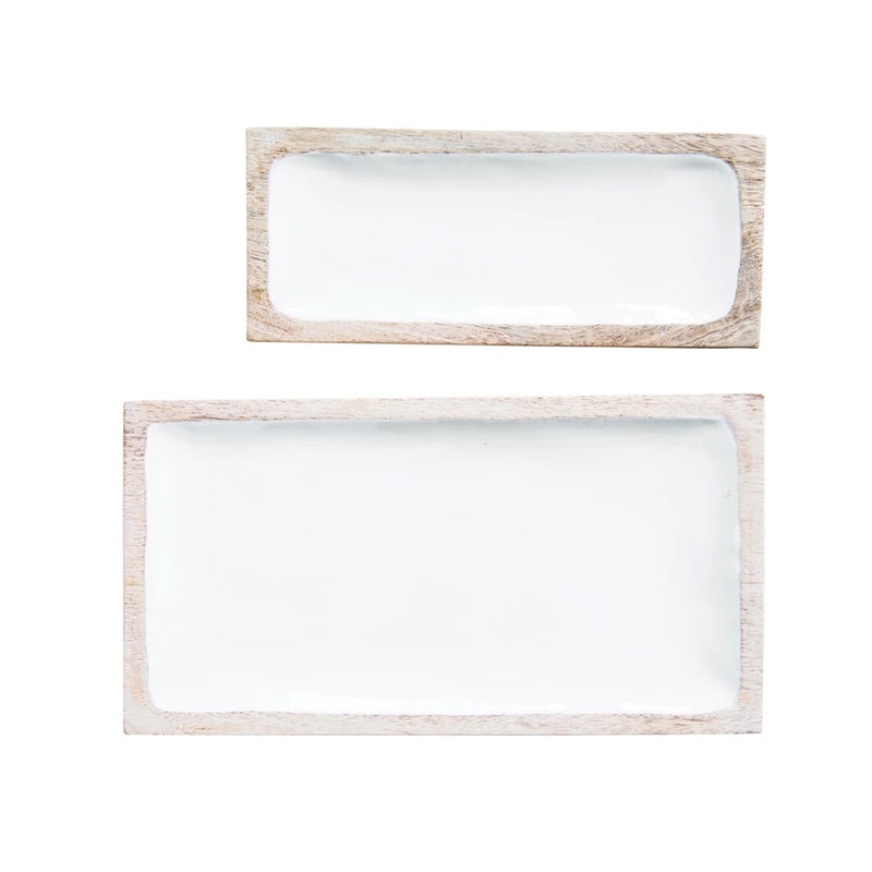 Enameled Mango Wood Tray