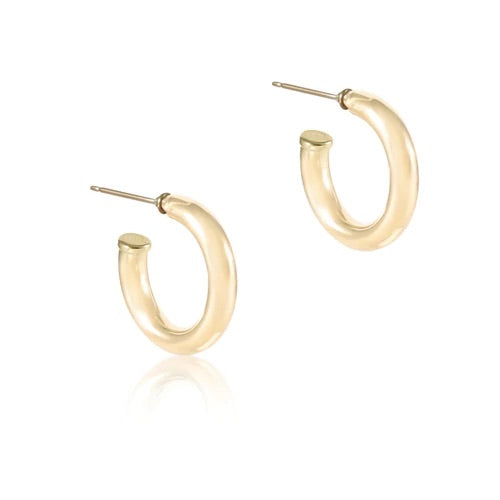 Round Gold Post Hoop 1" Earrings