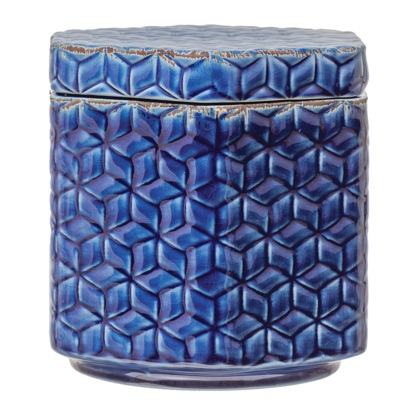 Blue Glazed Jar + Lid
