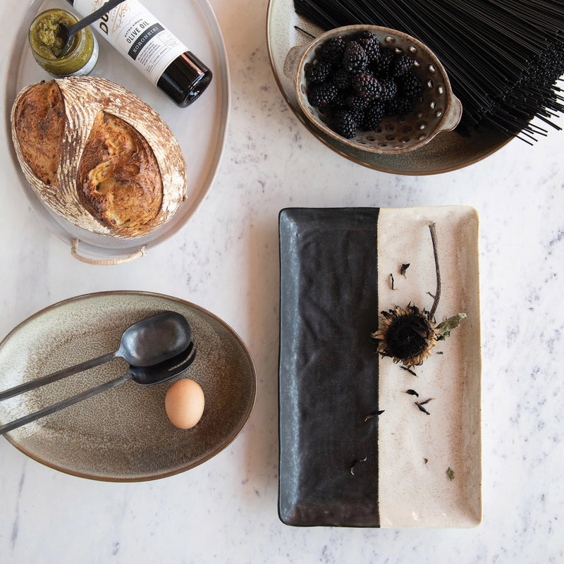 Black + White Stoneware Platter