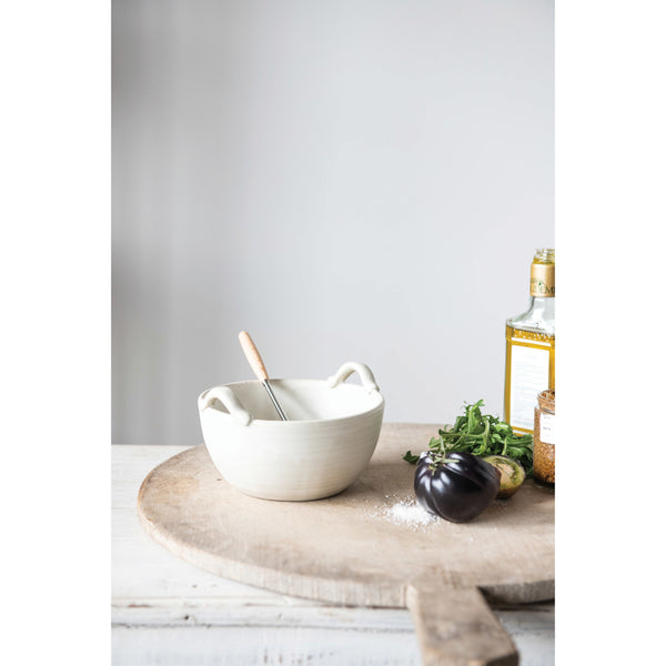 Stoneware Bowl + Whisk Set