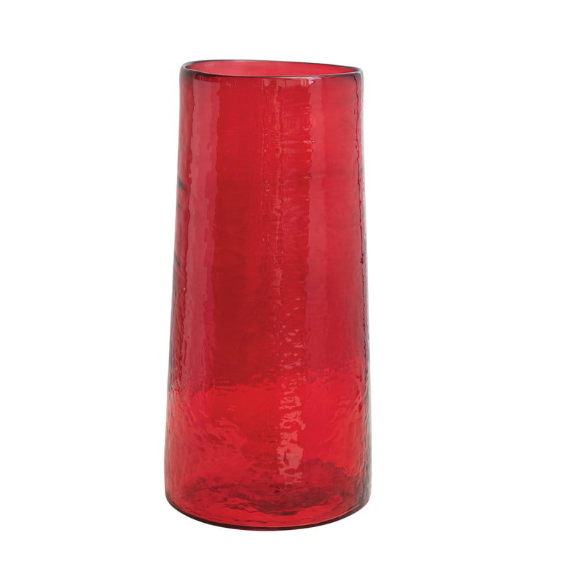 Hurricane Glass Vase - Red