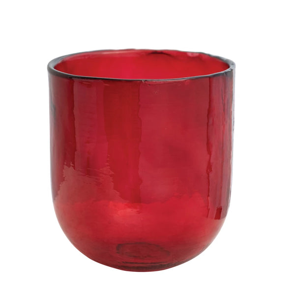 Hurricane Glass Vase - Red